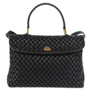 BALLY Hand Bag Leather 2way Black Gold Auth YKZ1223-13