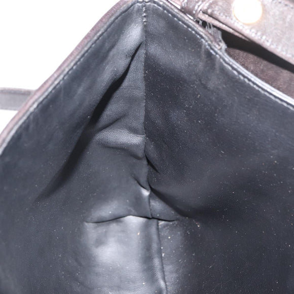 BALLY Hand Bag Leather 2way Black Gold Auth YKZ1223