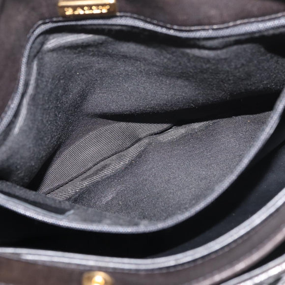 BALLY Hand Bag Leather 2way Black Gold Auth YKZ1223