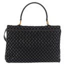 BALLY Hand Bag Leather 2way Black Gold Auth YKZ1223-2