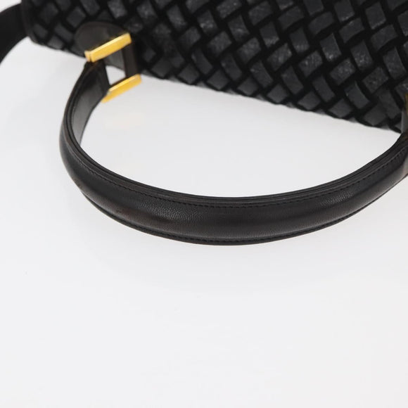 BALLY Hand Bag Leather 2way Black Gold Auth YKZ1223