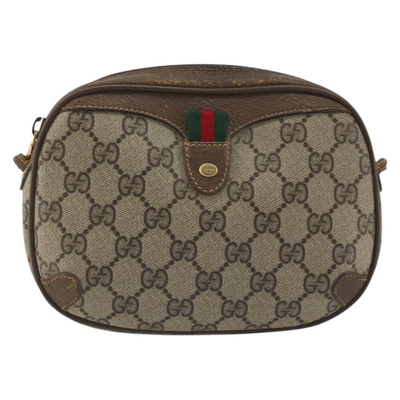 GUCCI GG Supreme Web Sherry Line Bag PVC Beige Gold 89 02 066 Auth YKZ1224A