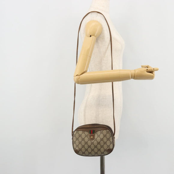 GUCCI GG Supreme Web Sherry Line Bag PVC Beige Gold 89 02 066 Auth YKZ1224A