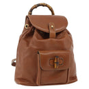 GUCCI Bamboo Backpack Leather Brown Gold 003 1705 0030 Auth YKZ1226-1