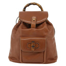 GUCCI Bamboo Backpack Leather Brown Gold 003 1705 0030 Auth YKZ1226-2