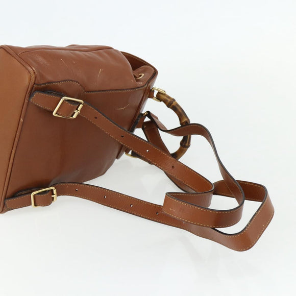 GUCCI Bamboo Backpack Leather Brown Gold 003 1705 0030 Auth YKZ1226
