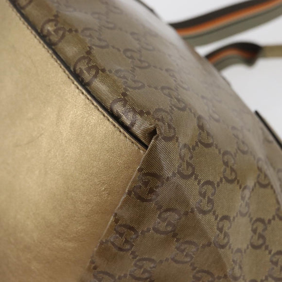 GUCCI GG Crystal Tote Bag Coated Canvas Gold Tone 131228 Auth YKZ1227A