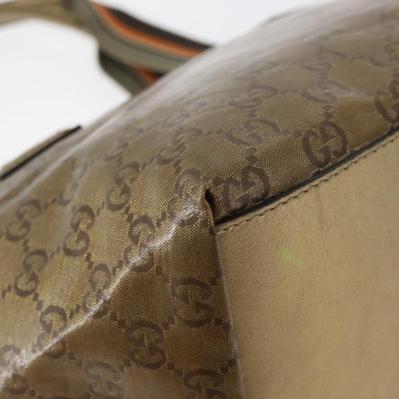 GUCCI GG Crystal Tote Bag Coated Canvas Gold Tone 131228 Auth YKZ1227A