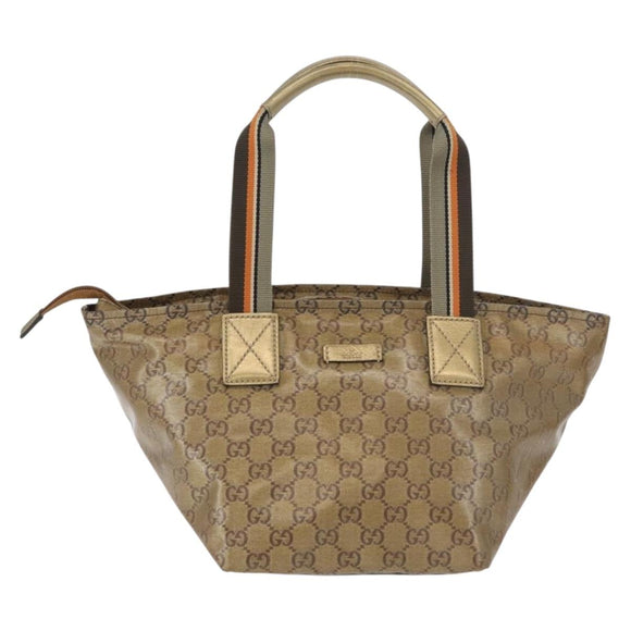 GUCCI GG Crystal Tote Bag Coated Canvas Gold Tone 131228 Auth YKZ1227A