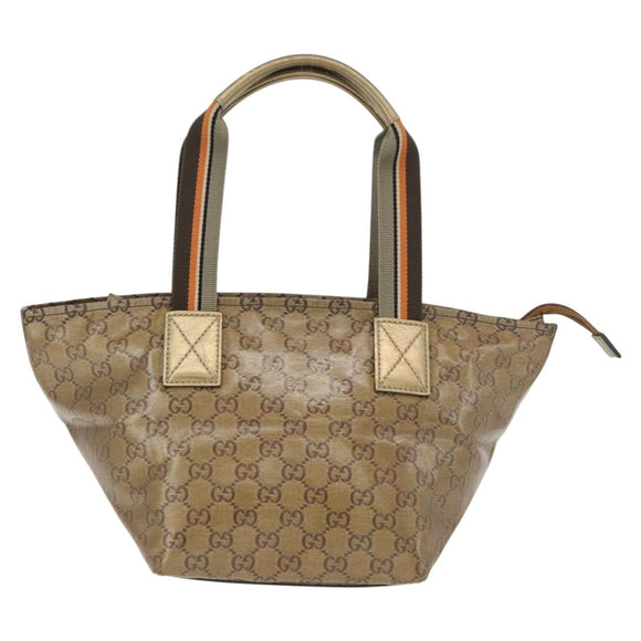 GUCCI GG Crystal Tote Bag Coated Canvas Gold Tone 131228 Auth YKZ1227A