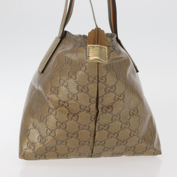 GUCCI GG Crystal Tote Bag Coated Canvas Gold Tone 131228 Auth YKZ1227A
