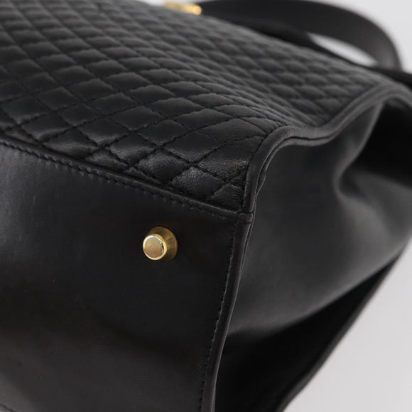 BALLY Hand Bag Leather Black Gold Auth YKZ1229