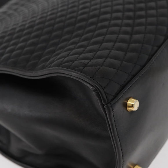 BALLY Hand Bag Leather Black Gold Auth YKZ1229