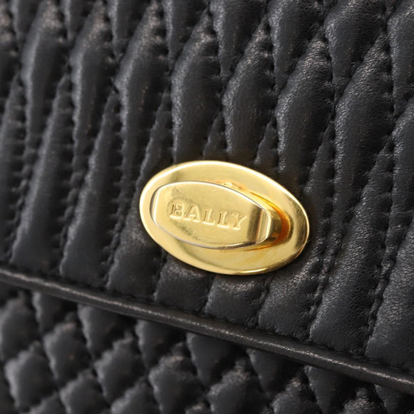 BALLY Hand Bag Leather Black Gold Auth YKZ1229