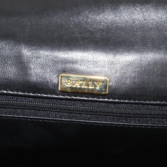 BALLY Hand Bag Leather Black Gold Auth YKZ1229