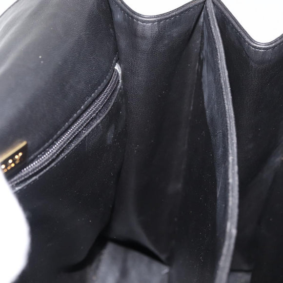 BALLY Hand Bag Leather Black Gold Auth YKZ1229