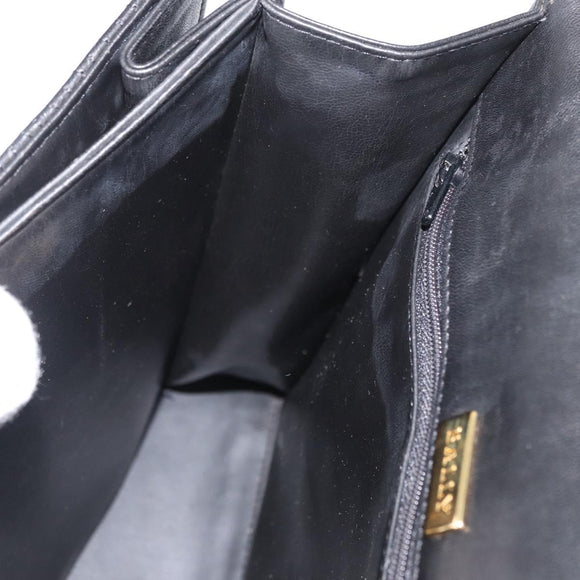 BALLY Hand Bag Leather Black Gold Auth YKZ1229