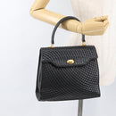 BALLY Hand Bag Leather Black Gold Auth YKZ1229-26