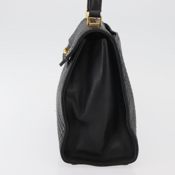 BALLY Hand Bag Leather Black Gold Auth YKZ1229