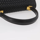 BALLY Hand Bag Leather Black Gold Auth YKZ1229-7