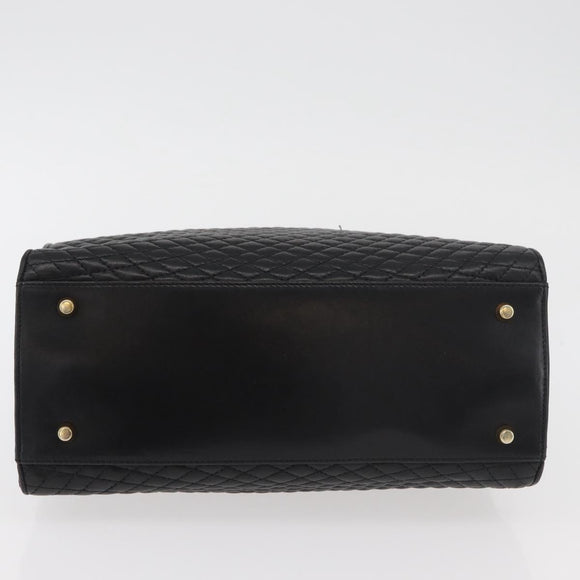 BALLY Hand Bag Leather Black Gold Auth YKZ1229