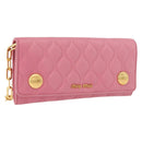 Miu Miu Chain Shoulder Wallet Leather Pink Gold Auth YKZ1230A-1