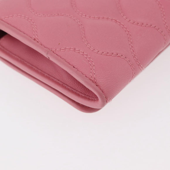 Miu Miu Chain Shoulder Wallet Leather Pink Gold Auth YKZ1230A
