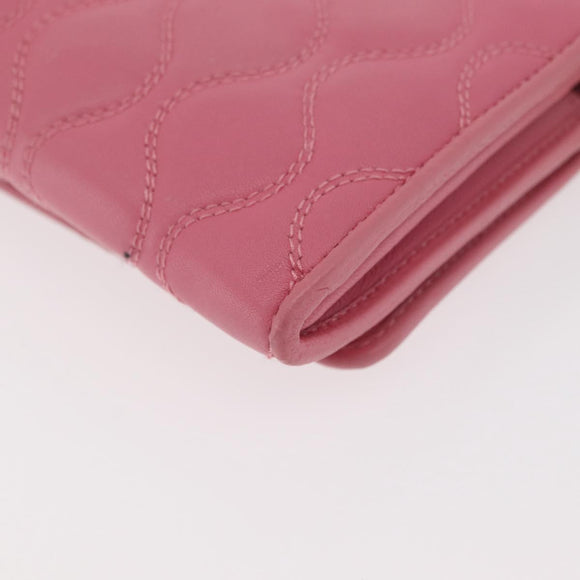 Miu Miu Chain Shoulder Wallet Leather Pink Gold Auth YKZ1230A
