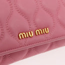 Miu Miu Chain Shoulder Wallet Leather Pink Gold Auth YKZ1230A-14