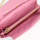 Miu Miu Chain Shoulder Wallet Leather Pink Gold Auth YKZ1230A-16