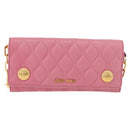 Miu Miu Chain Shoulder Wallet Leather Pink Gold Auth YKZ1230A-2