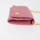 Miu Miu Chain Shoulder Wallet Leather Pink Gold Auth YKZ1230A-4