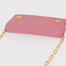 Miu Miu Chain Shoulder Wallet Leather Pink Gold Auth YKZ1230A-6