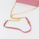 Miu Miu Chain Shoulder Wallet Leather Pink Gold Auth YKZ1230A-7