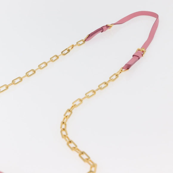 Miu Miu Chain Shoulder Wallet Leather Pink Gold Auth YKZ1230A