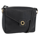 CELINE Circle Shoulder Bag Leather Black Gold Auth YKZ1232A-1