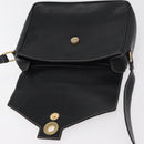 CELINE Circle Shoulder Bag Leather Black Gold Auth YKZ1232A-18