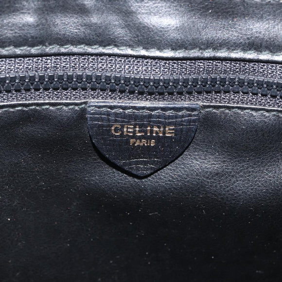 CELINE Circle Shoulder Bag Leather Black Gold Auth YKZ1232A