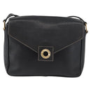 CELINE Circle Shoulder Bag Leather Black Gold Auth YKZ1232A-13