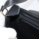 CELINE Circle Shoulder Bag Leather Black Gold Auth YKZ1232A-10