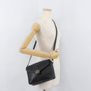 CELINE Circle Shoulder Bag Leather Black Gold Auth YKZ1232A-22