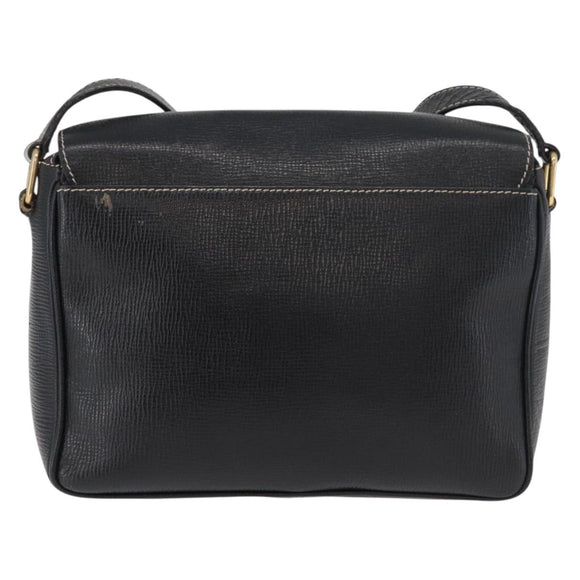 CELINE Circle Shoulder Bag Leather Black Gold Auth YKZ1232A