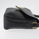 CELINE Circle Shoulder Bag Leather Black Gold Auth YKZ1232A-3
