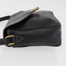 CELINE Circle Shoulder Bag Leather Black Gold Auth YKZ1232A-4