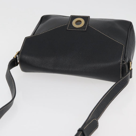 CELINE Circle Shoulder Bag Leather Black Gold Auth YKZ1232A