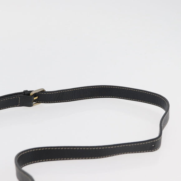 CELINE Circle Shoulder Bag Leather Black Gold Auth YKZ1232A