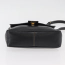 CELINE Circle Shoulder Bag Leather Black Gold Auth YKZ1232A-5