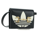 GUCCI Horsebit Shoulder Wallet Leather Adidas Black Gold 702248 Auth YKZ1233M-1