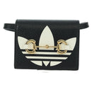 GUCCI Horsebit Shoulder Wallet Leather Adidas Black Gold 702248 Auth YKZ1233M-13
