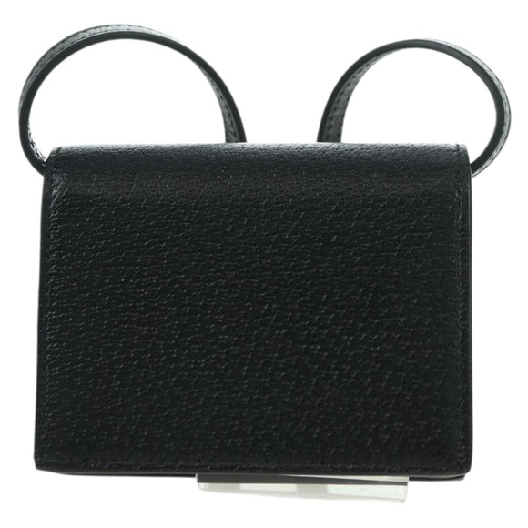 GUCCI Horsebit Shoulder Wallet Leather Adidas Black Gold 702248 Auth YKZ1233M